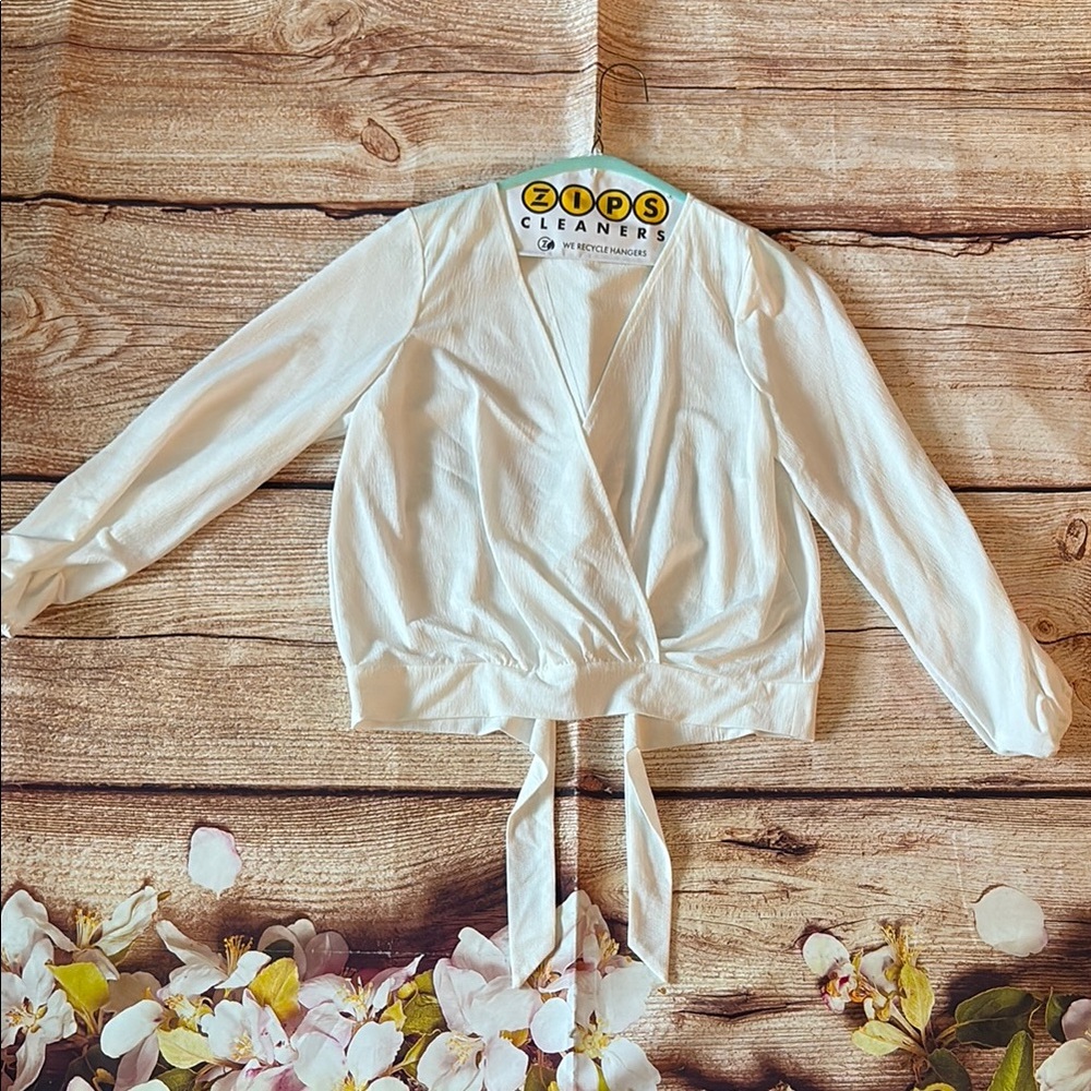 Francesca's Collections White Wrap Blouse